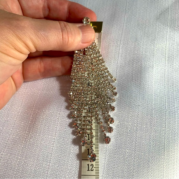 Zara Bling Chandelier Silver Clear Rhinestone Earrings, NWT in factory packaging - Picture 7 of 8
